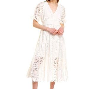 Beulah, white eyelet midi dress